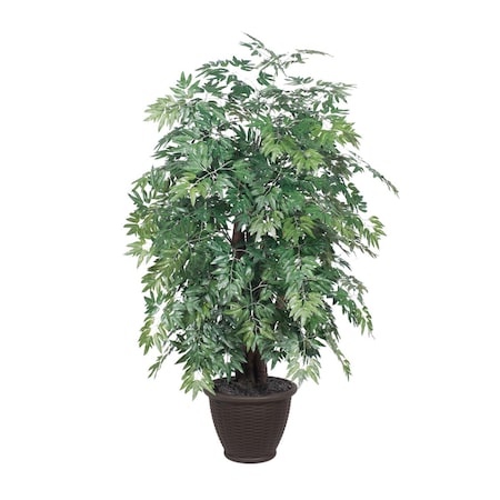 Dare2Decor 4 ft. Artificial Ming Aralia Extra Full Tree in Plastic Container, Dark Green DA3259048
